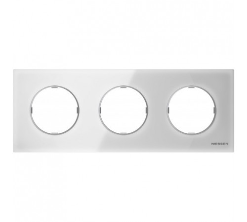 Рамка тройная ABB Skymoon, 8673 CB, белое стекло