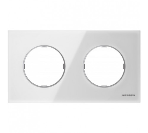 Рамка двойная ABB Skymoon,8672 CB, белое стекло