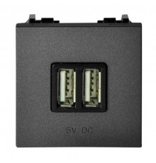 ABB NIE Zenit Механизм USB зарядного устройства, 2М, 2х750 мА / 1х1500мА N2285 AN антрацит