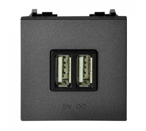 ABB NIE Zenit Механизм USB зарядного устройства, 2М, 2х750 мА / 1х1500мА N2285 AN антрацит
