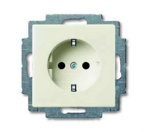 Розетка с заземлением с безвинтовыми зажимами 16А, ABB Basic 55, шале-белый