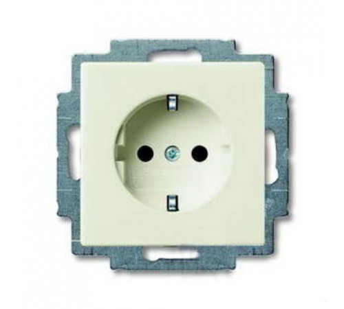 Розетка с заземлением со шторками с безвинтовыми зажимами ABB Basic 55, шале-белый