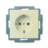 Розетка с заземлением со шторками с безвинтовыми зажимами ABB Basic 55, слоновая кость