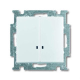 Выключатель двухклавишный с подсветкой ABB Basic 55, белый