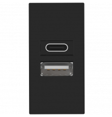 Donel USB зарядное устройство, 2.1A, Type A + C, 1 мод., черн. (22.5х45мм)