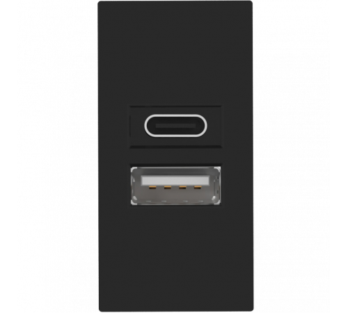 Donel USB зарядное устройство, 2.1A, Type A + C, 1 мод., черн. (22.5х45мм)