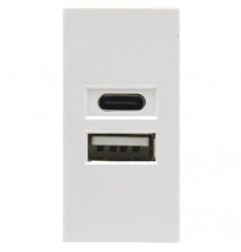 Donel USB зарядное устройство, 2.1A, Type A + C, 1 мод., бел. (22.5х45мм)