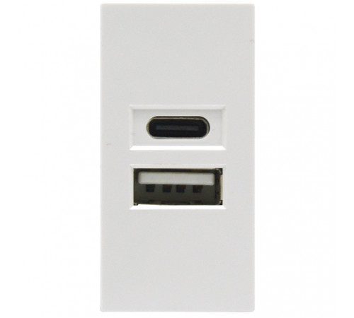 Donel USB зарядное устройство, 2.1A, Type A + C, 1 мод., бел. матовая (22.5х45мм)