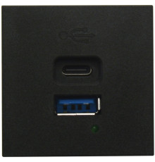 Donel USB зарядное устройство, 3A , 65W, Type A + C, 2 мод., черн. матовая (45х45мм)