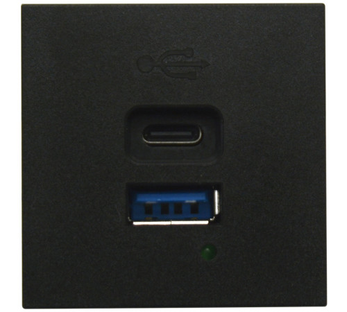 Donel USB зарядное устройство, 3A , 65W, Type A + C, 2 мод., черн. матовая (45х45мм)