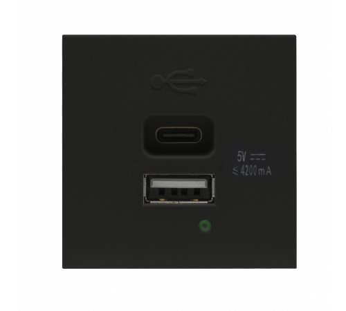 Donel USB зарядное устройство, 4.2A , Type A + C, 2 мод., черн. матовая (45х45мм)