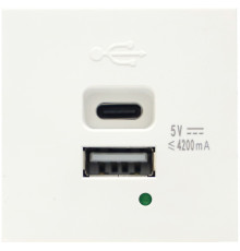 Donel USB зарядное устройство, 4.2A , Type A + C, 2 мод., бел. (45х45мм)