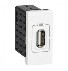 Зарядка USB type-A, 0,75A Mosaic, DLP, DLP floor, DLP IP 44, DLP IP 40, USB type-A 5V, одинарная, цвет - белый