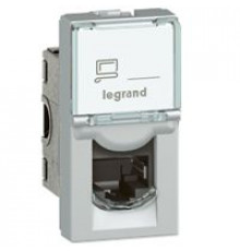 Розетка компьютерная RJ45 Cat.6a (UTP) Mosaic, DLP, DLP floor, DLP IP 44, DLP IP 40, одинарная, цвет - алюминий