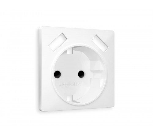 Лицевая панель для электрической розетки с/з со шторками 2USB A+A Ambrella Volt ALFA, Белый матовый