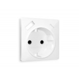 Лицевая панель для электрической розетки с/з со шторками 2USB A+C Ambrella Volt ALFA, Белый матовый