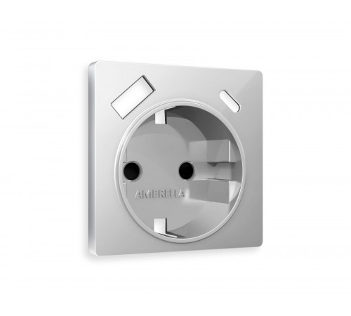 Лицевая панель для электрической розетки с/з со шторками 2USB A+C Ambrella Volt ALFA, серебро глянец