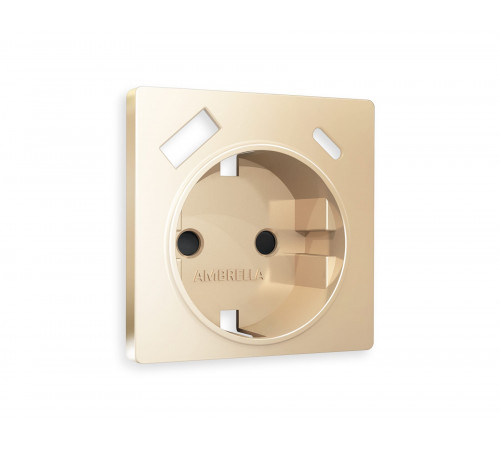 Лицевая панель для электрической розетки с/з со шторками 2USB A+C Ambrella Volt ALFA, Шампань