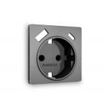 Лицевая панель для электрической розетки с/з со шторками 2USB A+C Ambrella Volt ALFA, Антрацит серый