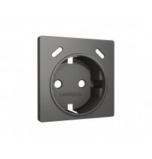 Лицевая панель для электрической розетки с/з со шторками 2USB C+C Ambrella Volt ALFA, Антрацит серый