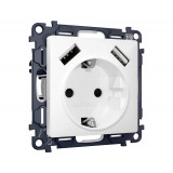 Электрическая розетка 2USB A+A 18W (быстрая зарядка) с/з Ambrella Volt ALFA, Белый глянец