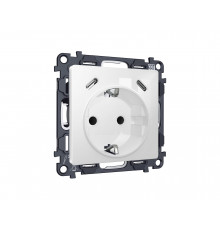 Электрическая розетка 2USB С+C 20W с/з на винтовых зажимах 16A-250V Белый глянец Ambrella Volt