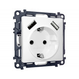Электрическая розетка 2USB A+A 18W (быстрая зарядка) с/з Ambrella Volt ALFA, Белый матовый