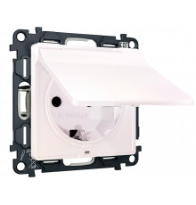 Электрическая розетка с/з с шторками и крышкой IP44 Ambrella Volt ALFA, Жемчуг