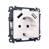 Электрическая розетка 2USB A+A 18W (быстрая зарядка) с/з Ambrella Volt ALFA, Жемчуг