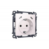 Электрическая розетка 2USB С+C 20W (быстрая зарядка) с/з на винтовых зажимах 16A-250V Ambrella Volt ALFA, Жемчуг