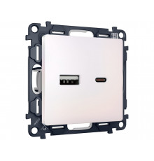 Розетка 2USB A+C 20W (быстрая зарядка) Ambrella Volt ALFA, Жемчуг
