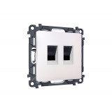 Компьютерная двойная розетка RJ-45 с автоматической защитной шторкой Ambrella Volt ALFA, Жемчуг