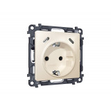 Электрическая розетка 2USB С+C 20W с/з на винтовых зажимах 16A-250V Ambrella Volt ALFA, бежевый глянец