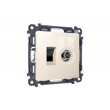 Розетка компьютерная + TV оконечной RJ-45 с автоматической защитной шторкой Ambrella Volt ALFA, бежевый глянец