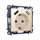 Электрическая розетка 2USB A+A 18W (быстрая зарядка) с/з Ambrella Volt ALFA, Бежевый матовый