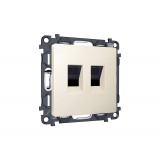 Компьютерная двойная розетка RJ-45 с автоматической защитной шторкой Ambrella Volt ALFA, Бежевый матовый