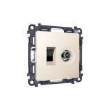 Розетка компьютерная + TV оконечной RJ-45 с автоматической защитной шторкой Ambrella Volt ALFA, Бежевый матовый