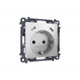 Электрическая розетка 2USB С+C 20W с/з на винтовых зажимах 16A-250V Ambrella Volt ALFA, серебро глянец