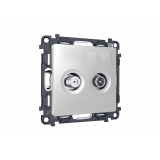Розетка TV оконечной + SAT 5-862MHz 3.5dB/950-2150MHz 3.5dB Ambrella Volt ALFA, серебро глянец