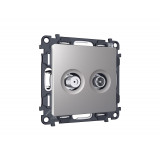 Розетка TV оконечной + SAT 5-862MHz 3.5dB/950-2150MHz 3.5dB Ambrella Volt ALFA, Сталь матовый