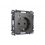 Электрическая розетка 2USB С+C 20W с/з на винтовых зажимах 16A-250V Ambrella Volt ALFA, Антрацит серый