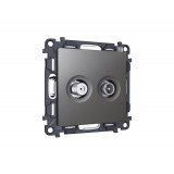 Розетка TV оконечной + SAT 5-862MHz 3.5dB/950-2150MHz 3.5dB Ambrella Volt ALFA, Антрацит серый