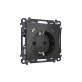 Электрическая розетка 2USB С+C 20W с/з на винтовых зажимах 16A-250V Ambrella Volt ALFA, Графит Мягкое касание