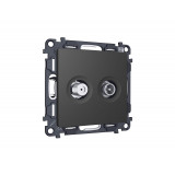 Розетка TV оконечной + SAT 5-862MHz 3.5dB/950-2150MHz 3.5dB Ambrella Volt ALFA, Графит Мягкое касание