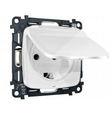 Электрическая розетка с/з с шторками и крышкой IP44 Ambrella Volt OMEGA, Белый глянец
