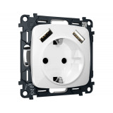 Электрическая розетка 2USB A+A 18W (быстрая зарядка) с/з Ambrella Volt OMEGA, Белый глянец