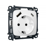 Электрическая розетка 2USB A+C 20W (быстрая зарядка) с/з Ambrella Volt OMEGA, Белый матовый