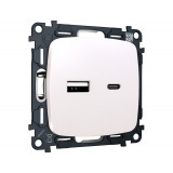 Розетка 2USB A+C 20W (быстрая зарядка) Ambrella Volt OMEGA, Жемчуг