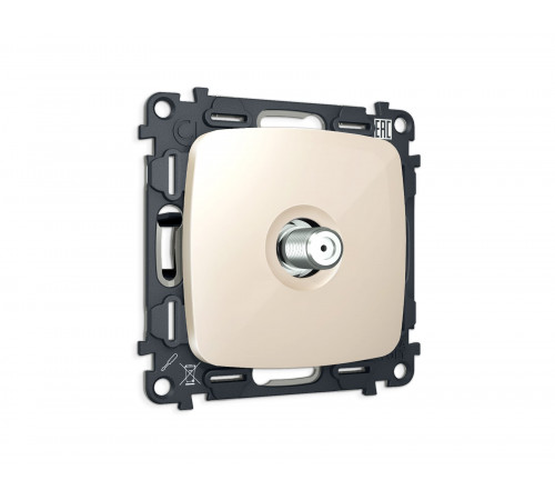 TV розетка SAT 5-2400MHz 3.5dB Ambrella Volt OMEGA, бежевый глянец