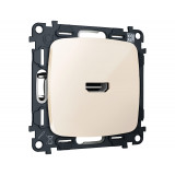 Розетка HDMI 2.0 40V/500mA 2.0GHz 5-18Gbit/s Ambrella Volt OMEGA, бежевый глянец